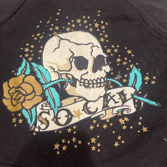 SoCal Y2k mall goth cropped hoodie skull xs rare vintage - Picture 6 of 6